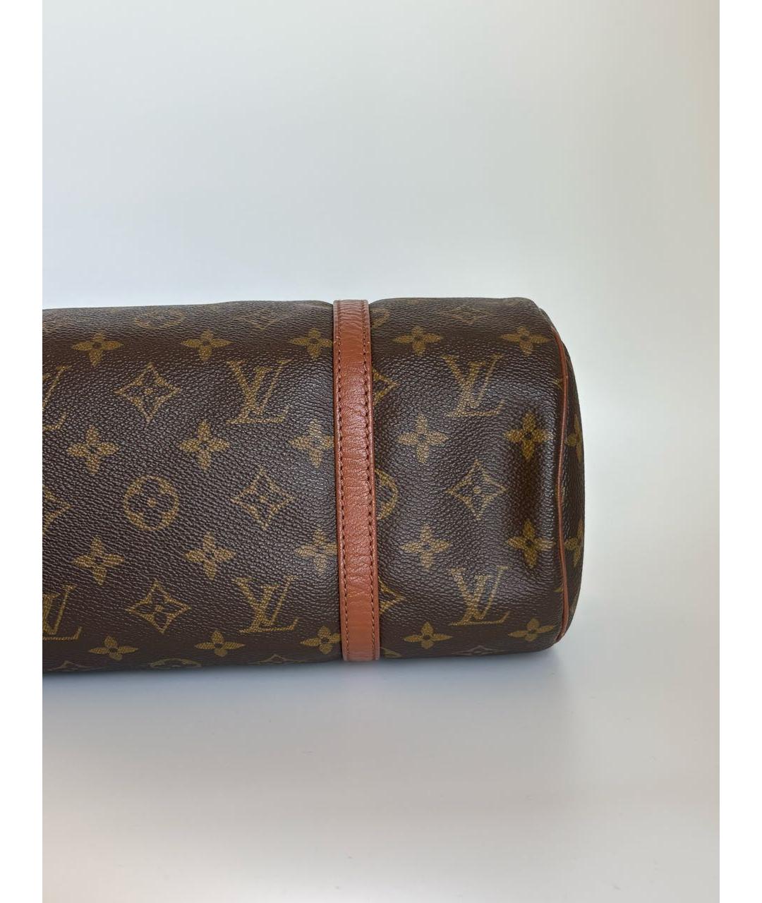 LOUIS VUITTON Коричневая кожаная сумка с короткими ручками, фото 7