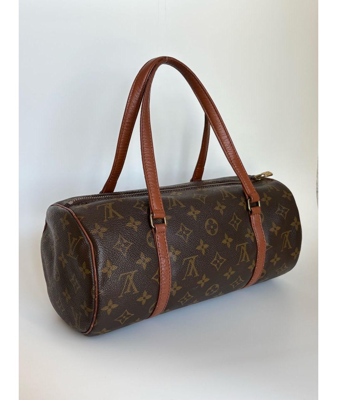 LOUIS VUITTON Коричневая кожаная сумка с короткими ручками, фото 3