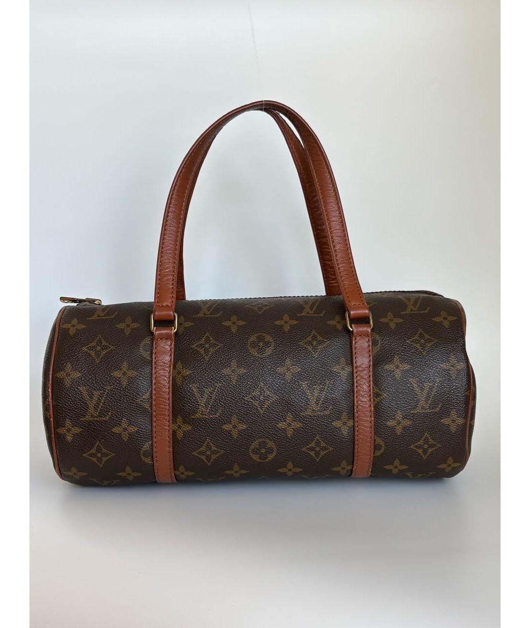 LOUIS VUITTON Коричневая кожаная сумка с короткими ручками, фото 9