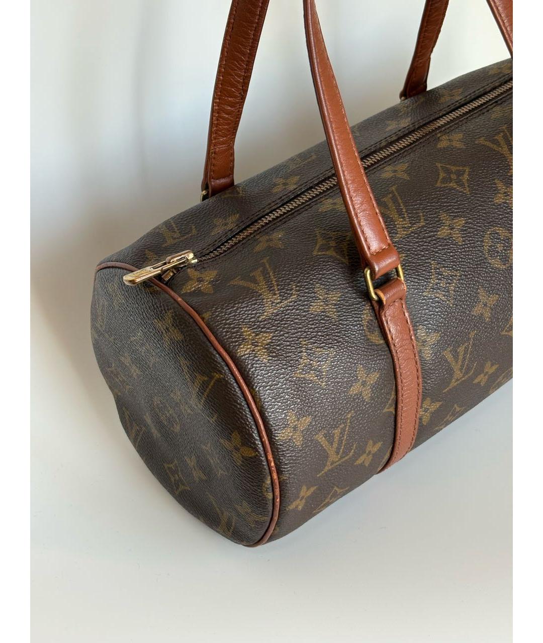 LOUIS VUITTON Коричневая кожаная сумка с короткими ручками, фото 4