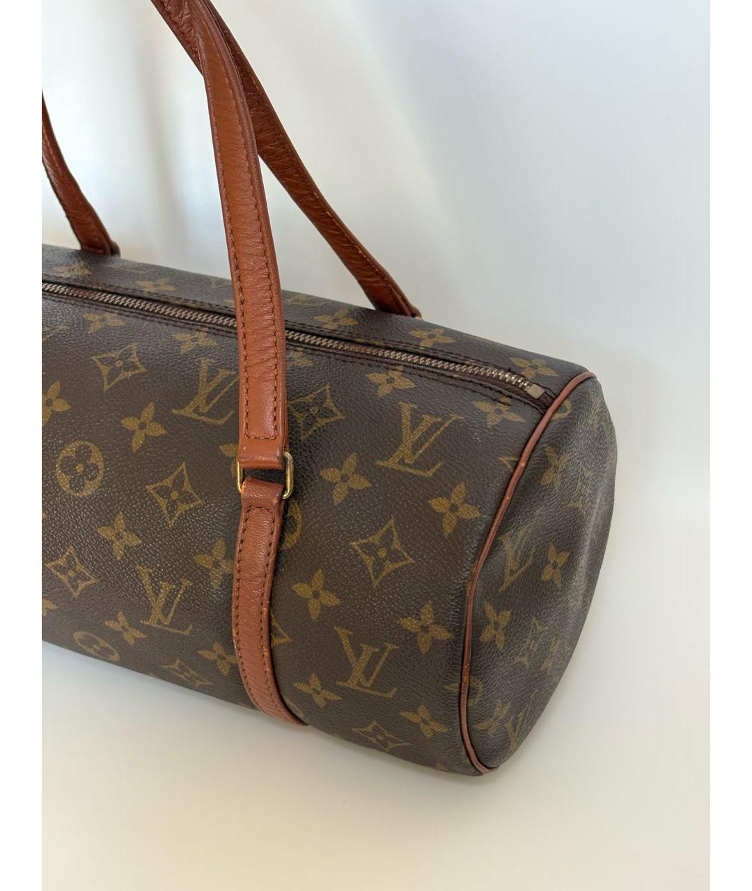 LOUIS VUITTON Коричневая кожаная сумка с короткими ручками, фото 5