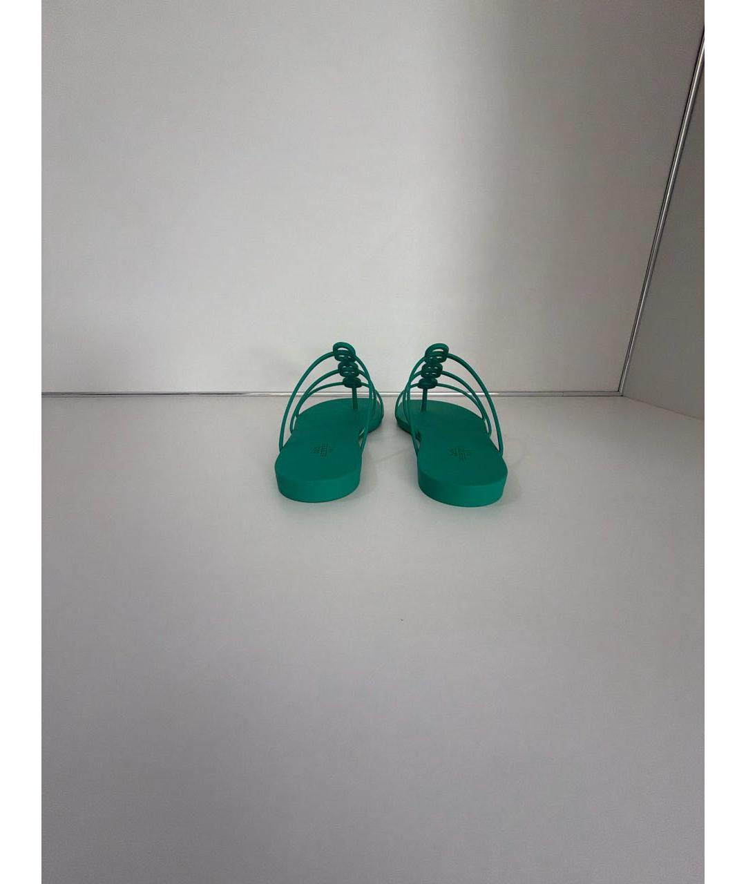 HERMES Бирюзовые резиновые сандалии, фото 4