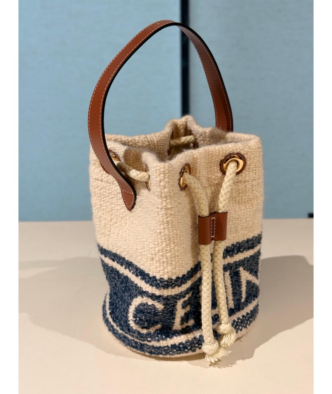 CELINE Белая твидовая сумка тоут, фото 3