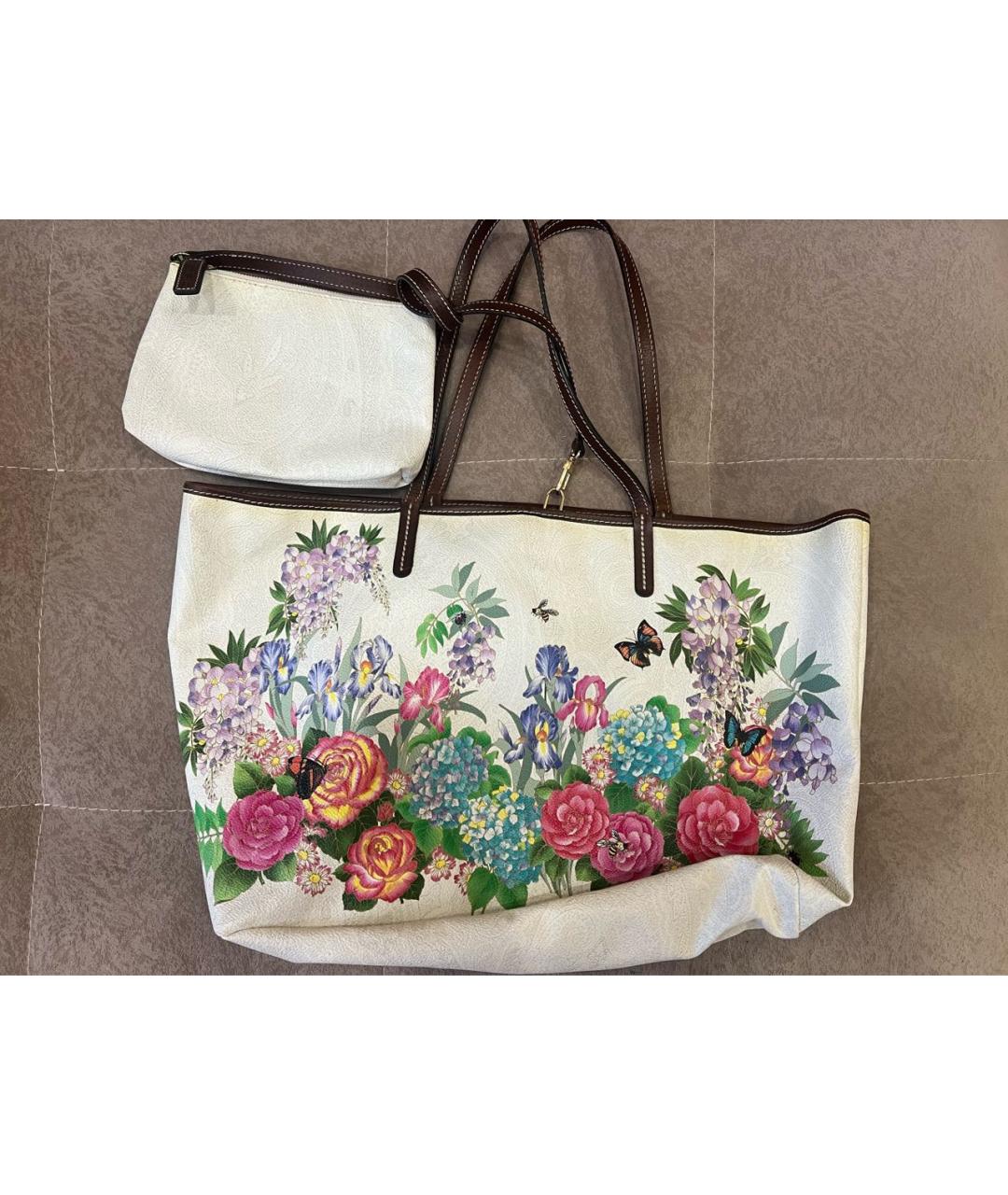 ETRO Белая кожаная сумка с короткими ручками, фото 6