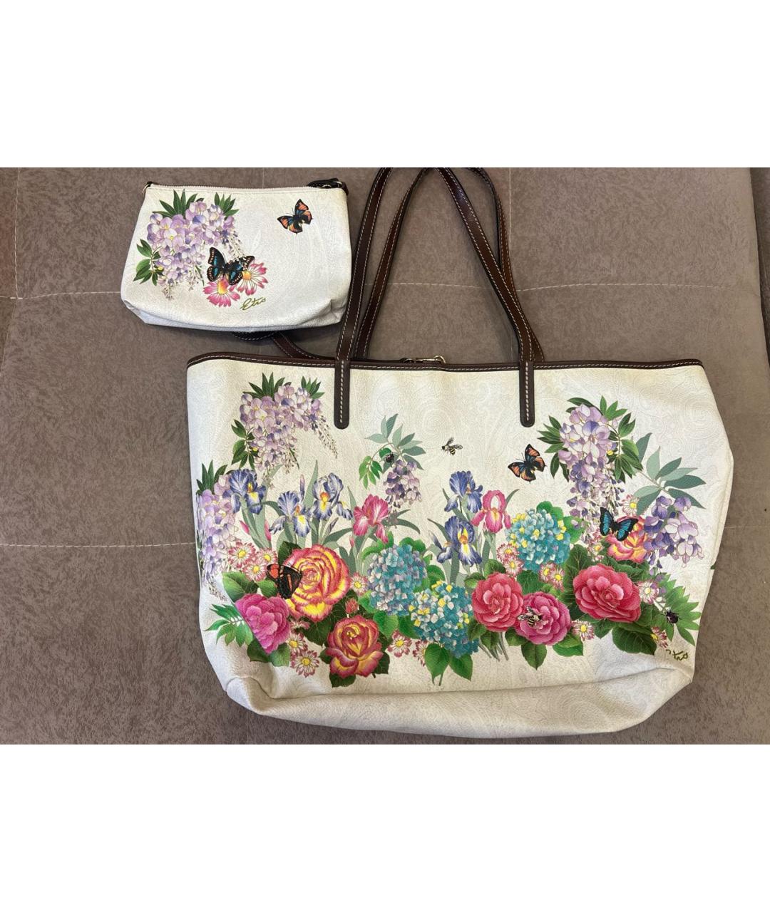 ETRO Белая кожаная сумка с короткими ручками, фото 2