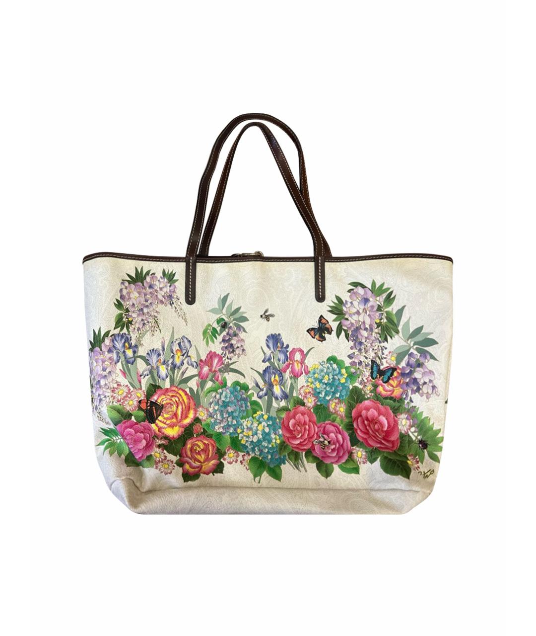 ETRO Белая кожаная сумка с короткими ручками, фото 1