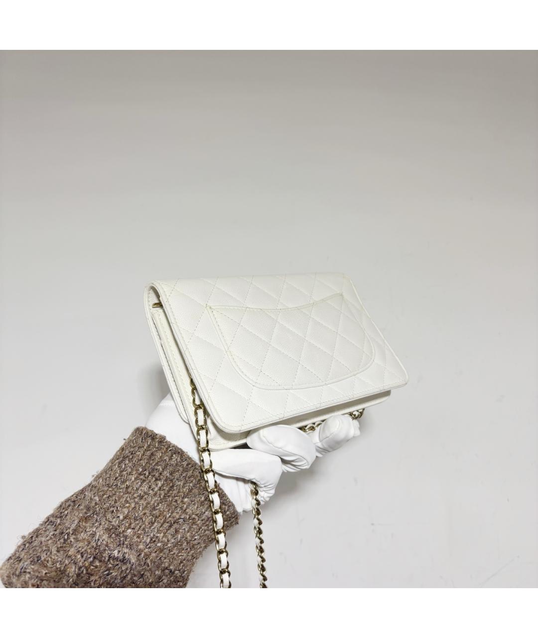 CHANEL Белая кожаная сумка через плечо, фото 3