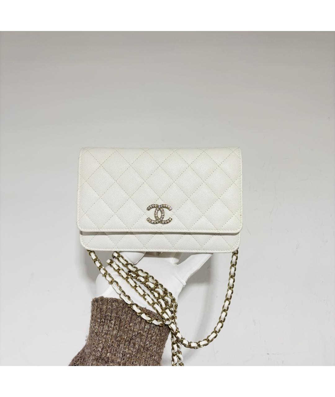 CHANEL Белая кожаная сумка через плечо, фото 7