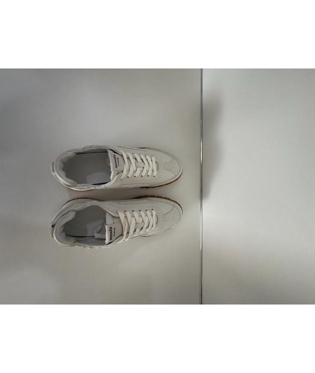 HERMES Белые кожаные кроссовки, фото 3