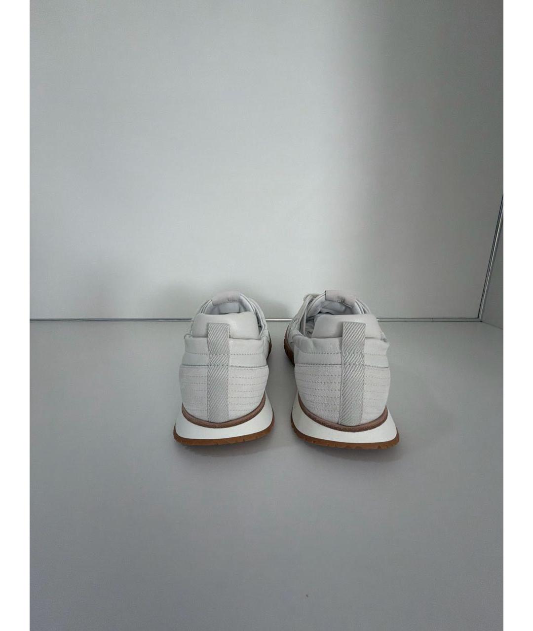 HERMES Белые кожаные кроссовки, фото 4