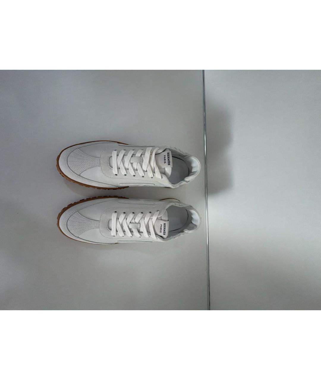 HERMES Белые кожаные кроссовки, фото 2