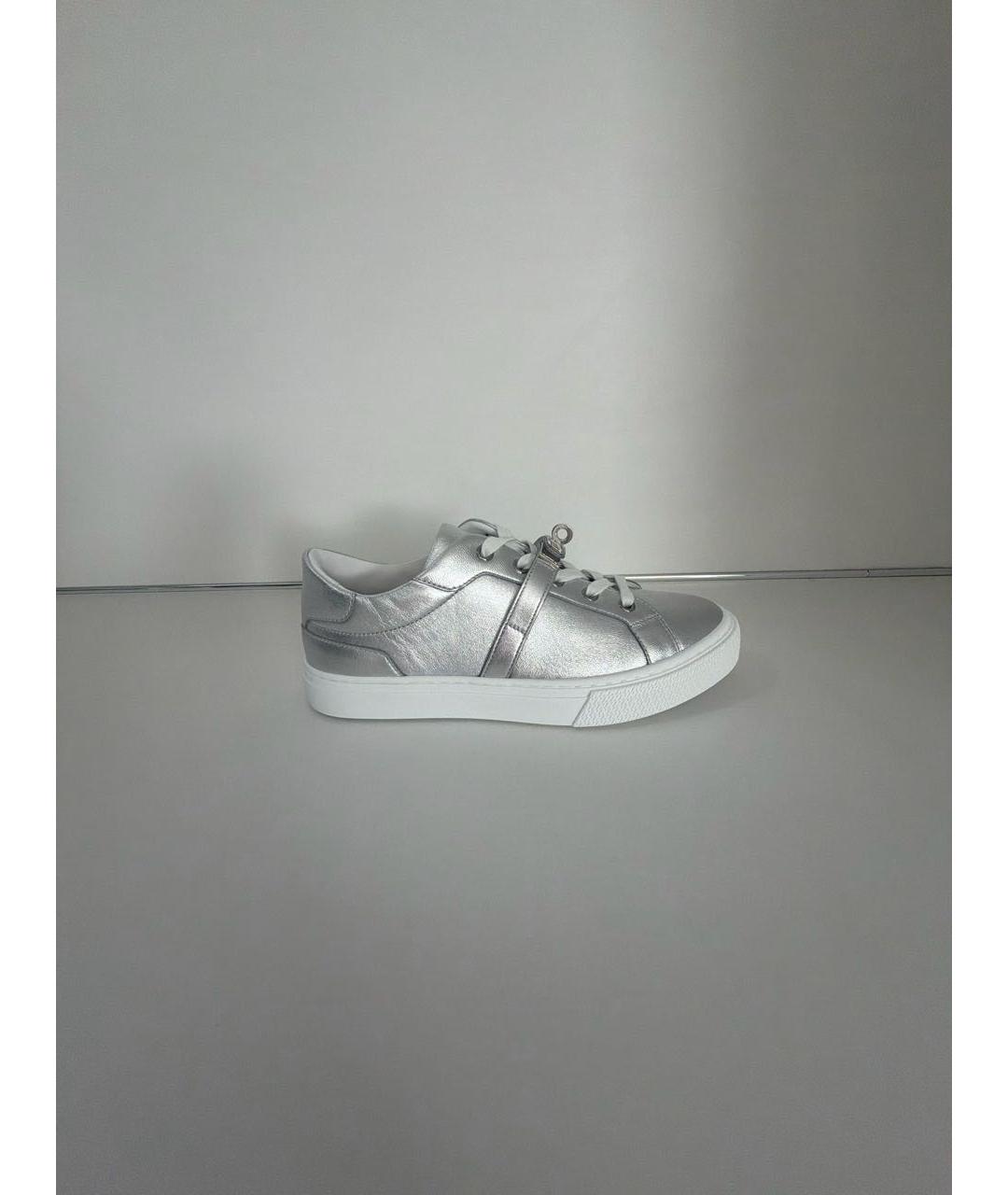 HERMES Серебряные кожаные кроссовки, фото 8