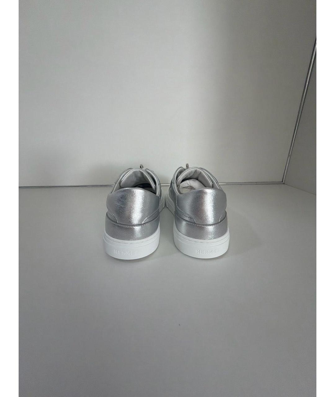 HERMES Серебряные кожаные кроссовки, фото 4