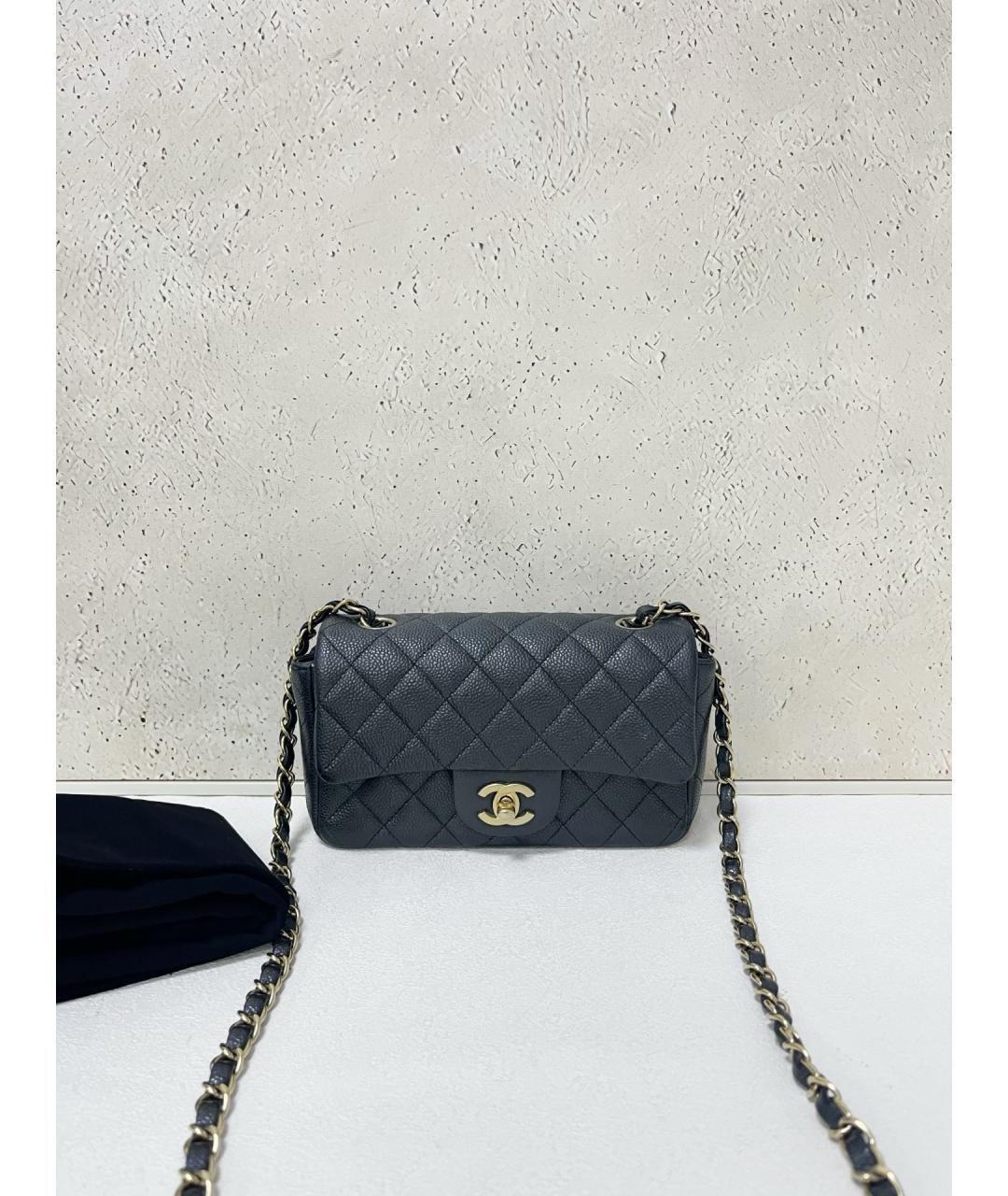 CHANEL Серая кожаная сумка через плечо, фото 7