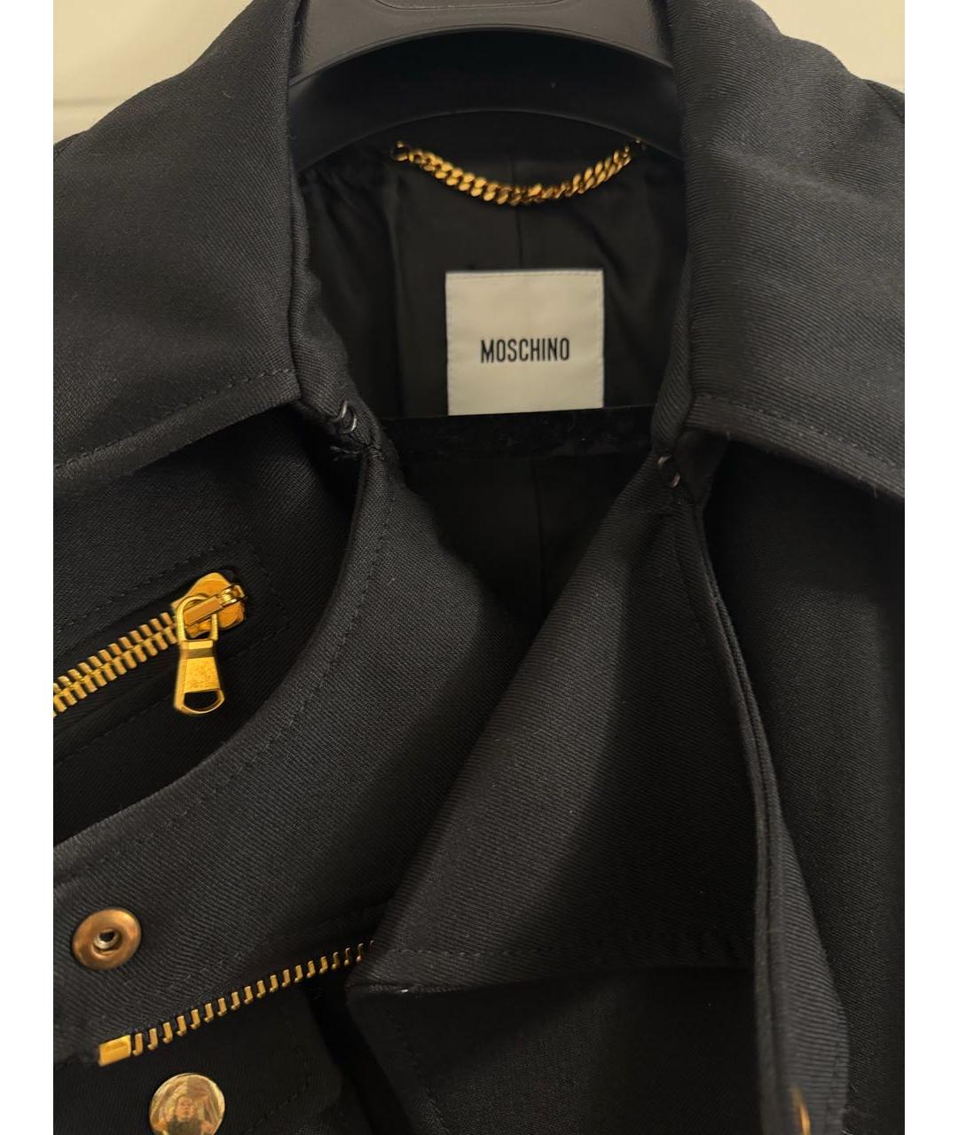 MOSCHINO Черный шерстяной тренч/плащ, фото 3