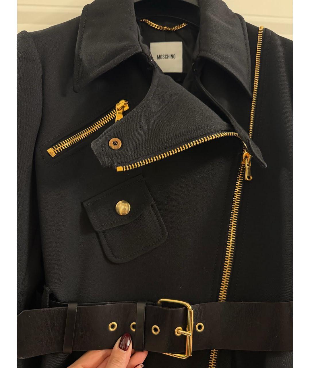 MOSCHINO Черный шерстяной тренч/плащ, фото 4