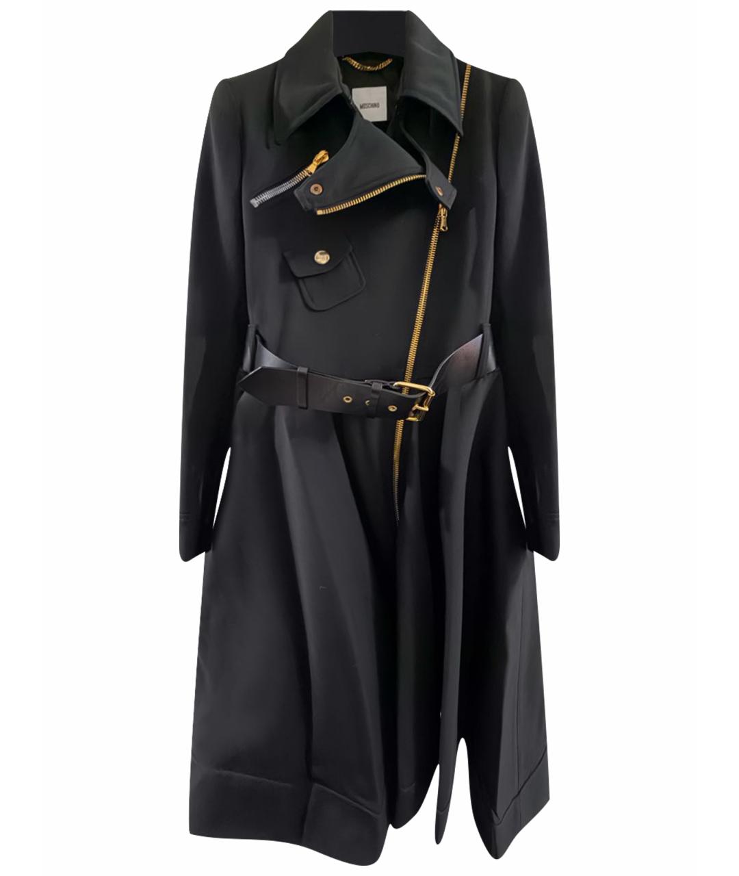 MOSCHINO Черный шерстяной тренч/плащ, фото 1