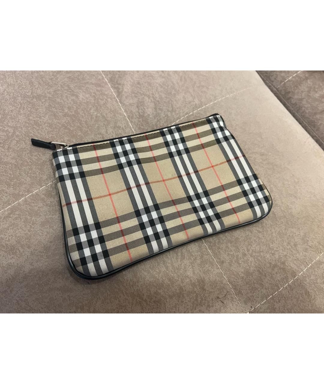 BURBERRY Бежевая тканевая косметичка, фото 4