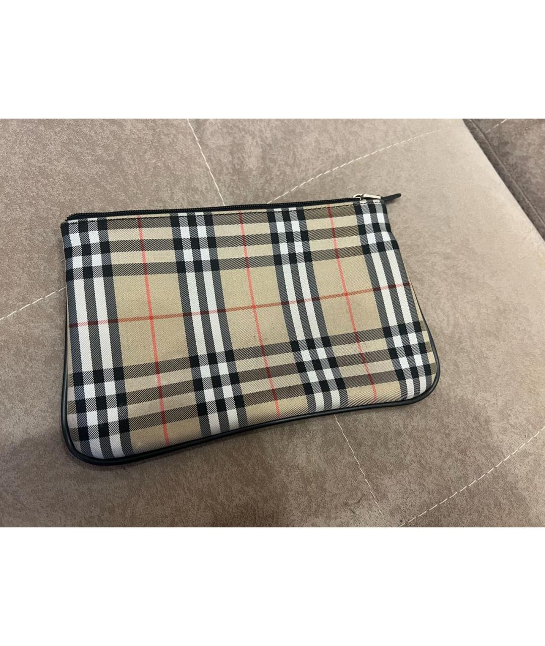 BURBERRY Бежевая тканевая косметичка, фото 2