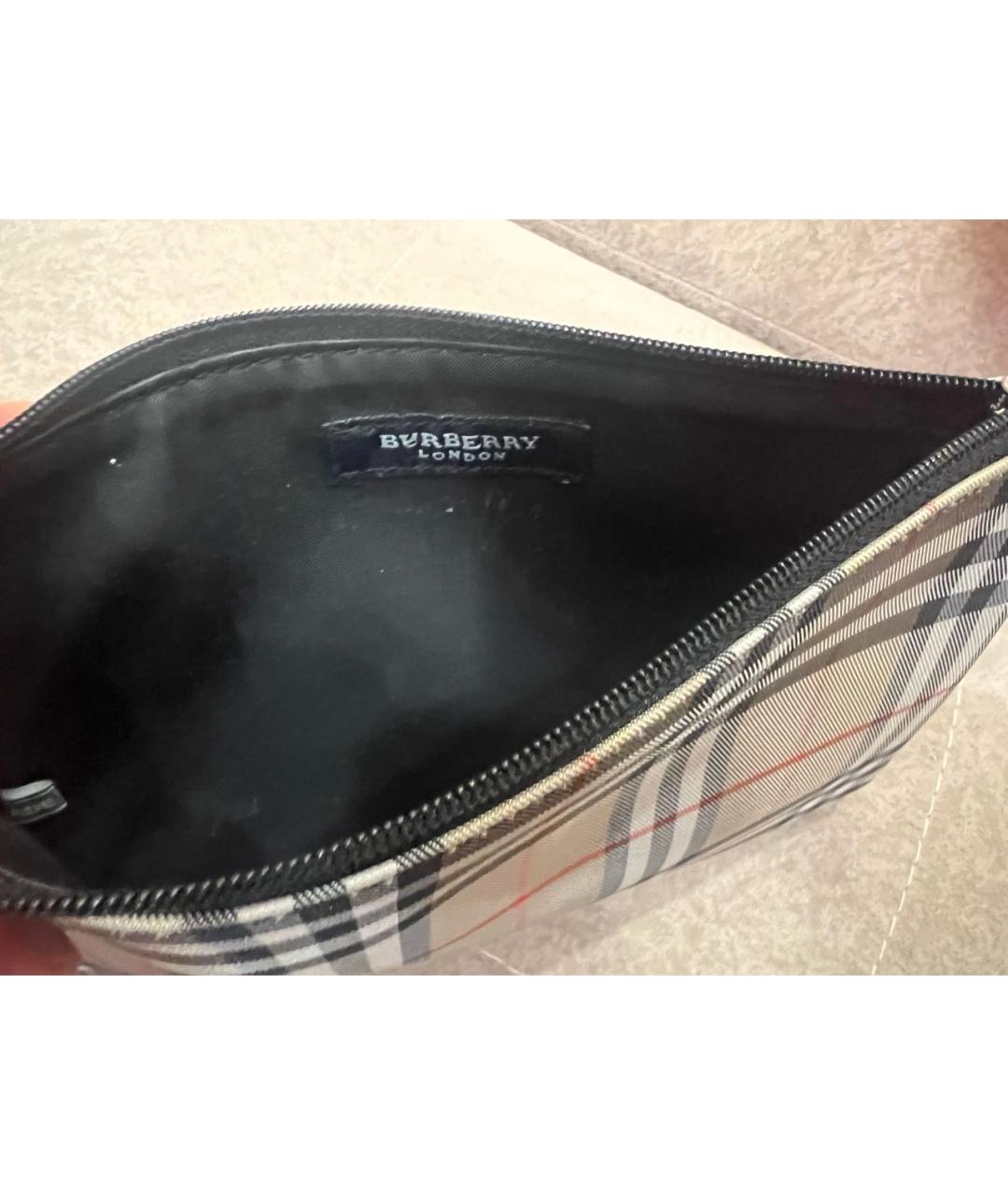 BURBERRY Бежевая тканевая косметичка, фото 3