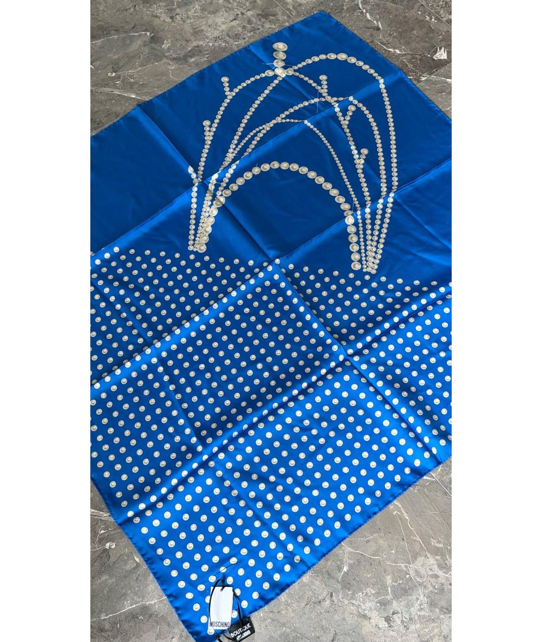 BOUTIQUE MOSCHINO Синий шелковый платок, фото 3