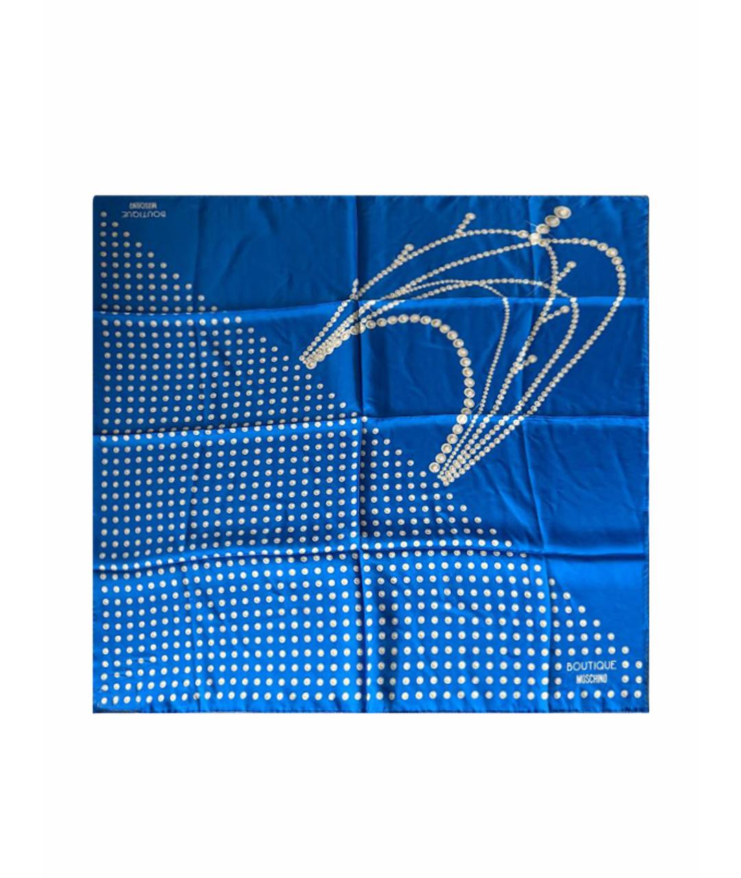 BOUTIQUE MOSCHINO Синий шелковый платок, фото 1