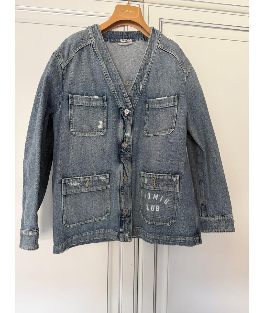 MIU MIU Голубой деним жакет/пиджак, фото 8