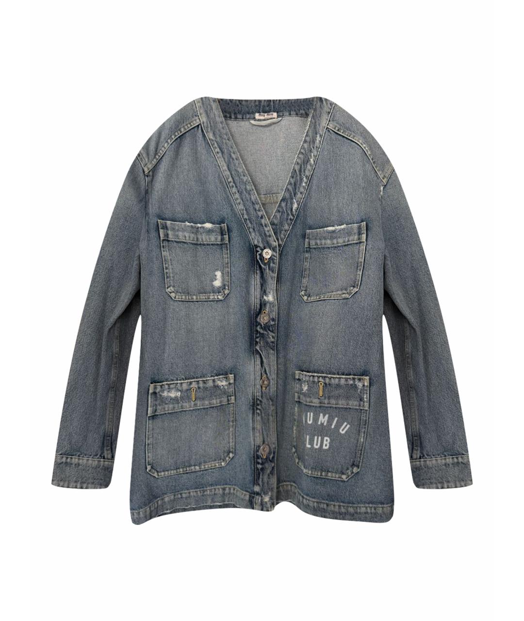 MIU MIU Голубой деним жакет/пиджак, фото 1