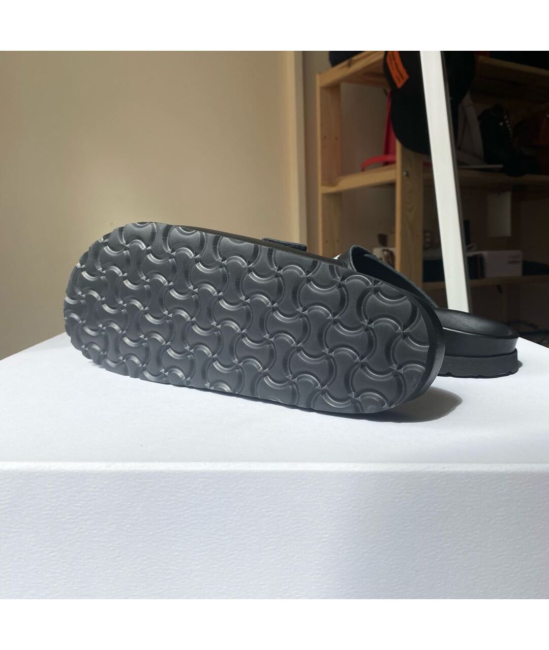 PALM ANGELS Черные кожаные шлепанцы, фото 5