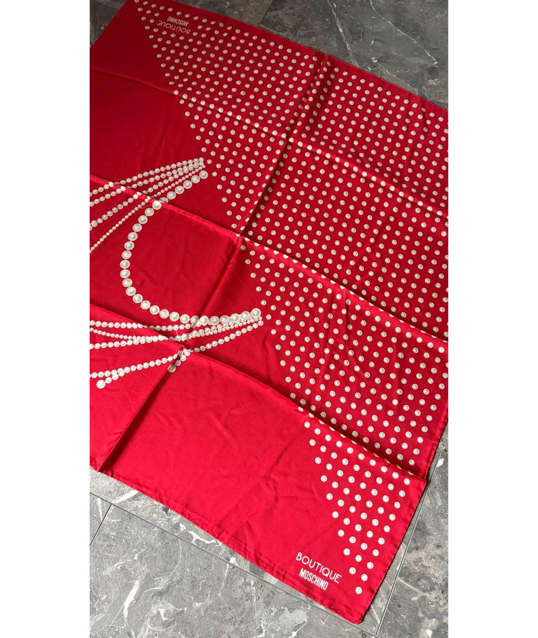 BOUTIQUE MOSCHINO Красный шелковый платок, фото 2