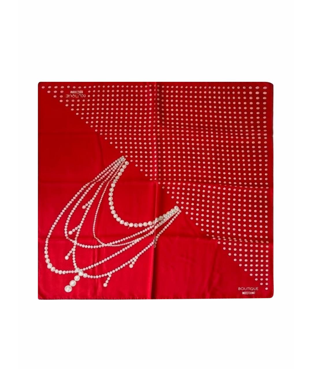BOUTIQUE MOSCHINO Красный шелковый платок, фото 1
