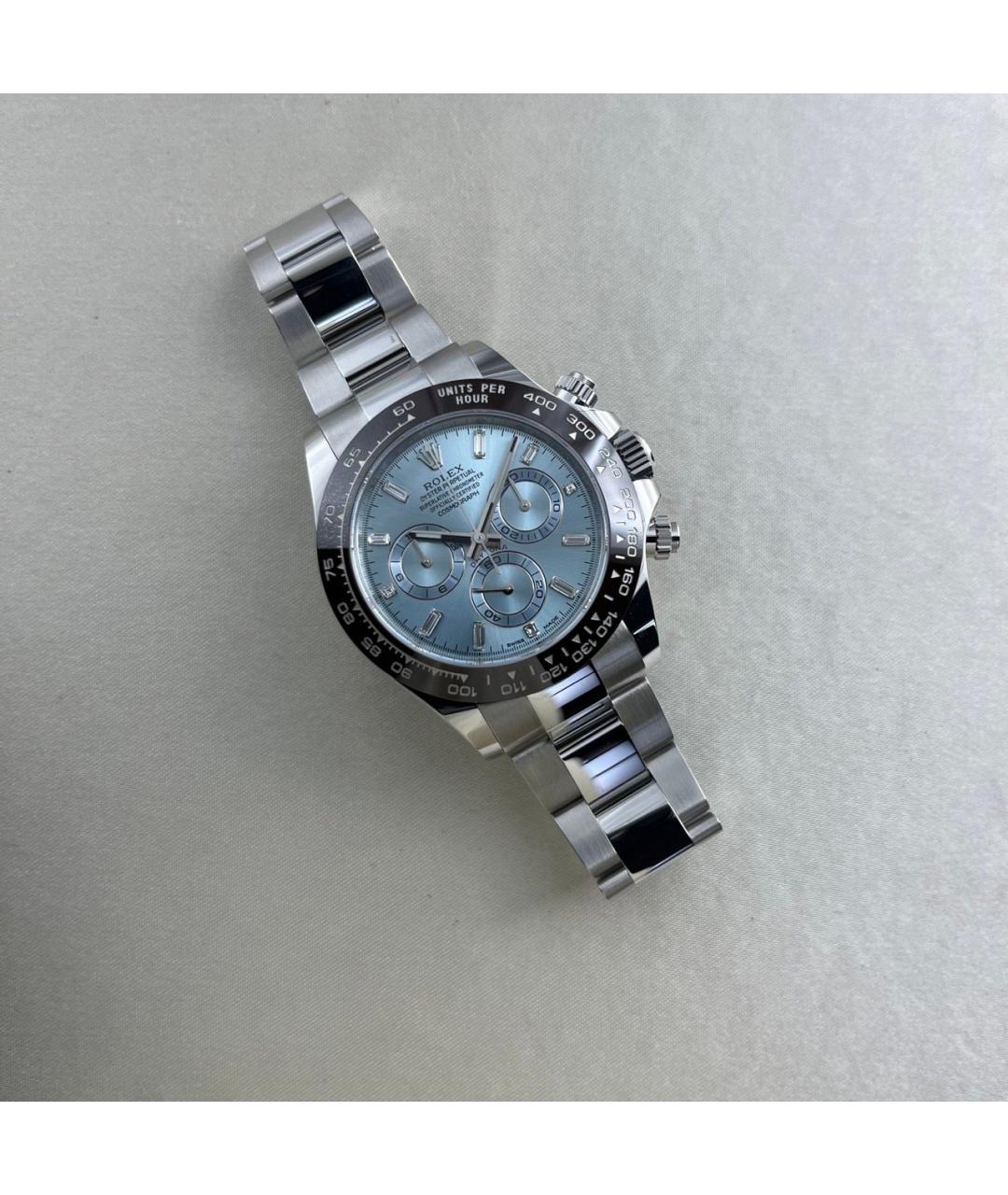 ROLEX Голубые платиновые часы, фото 3