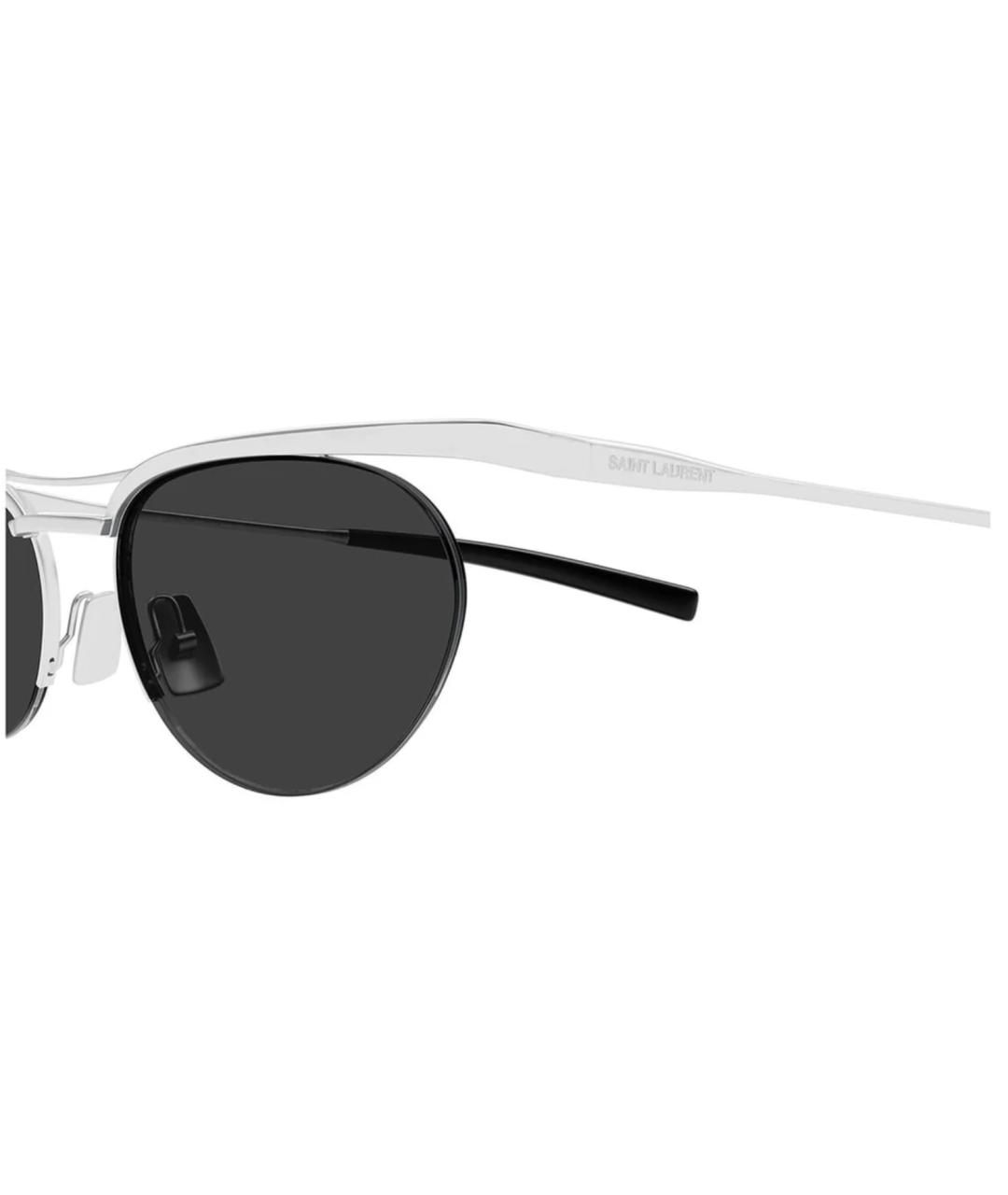 SAINT LAURENT Серые металлические солнцезащитные очки, фото 2
