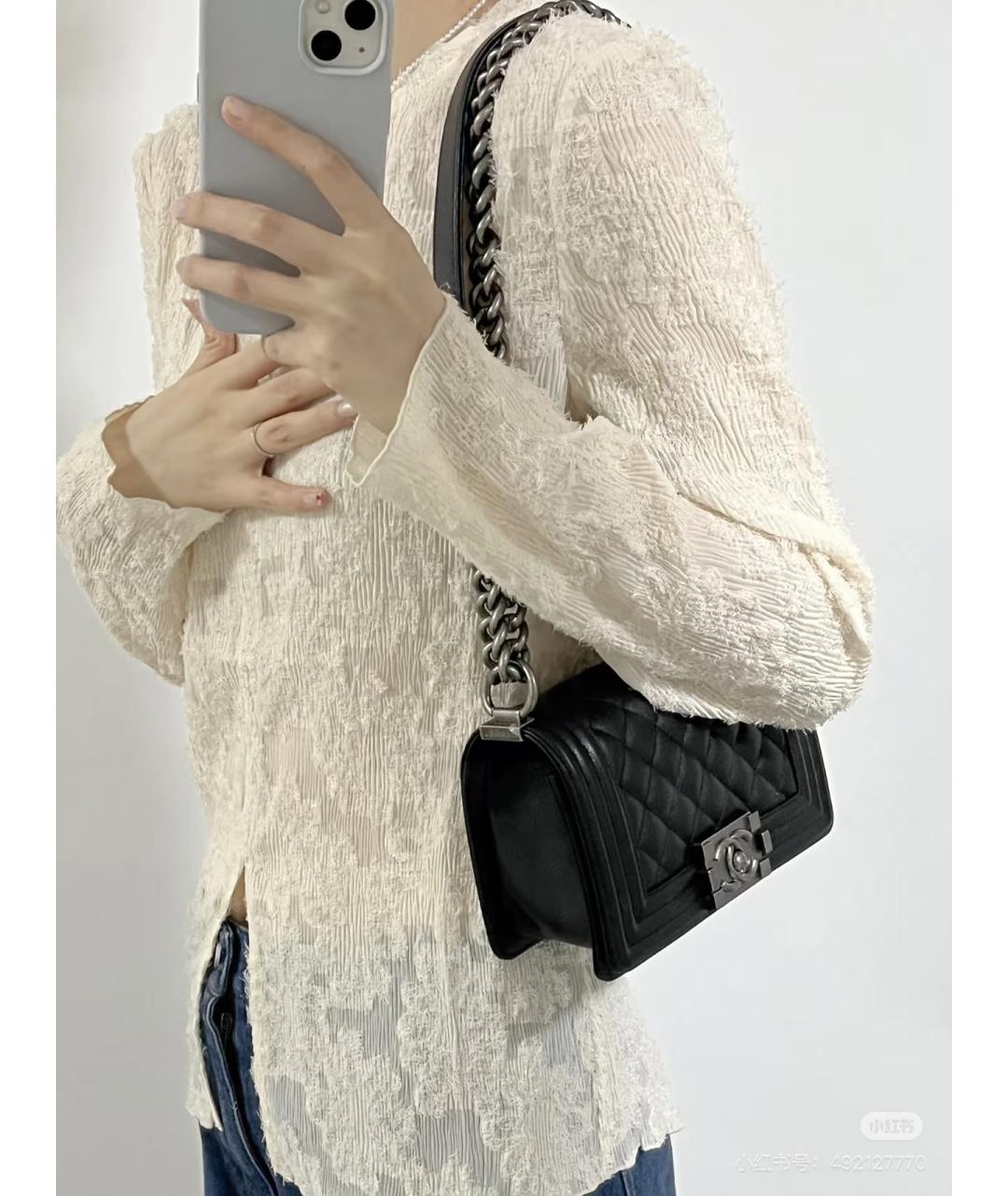 CHANEL Черная кожаная сумка через плечо, фото 6