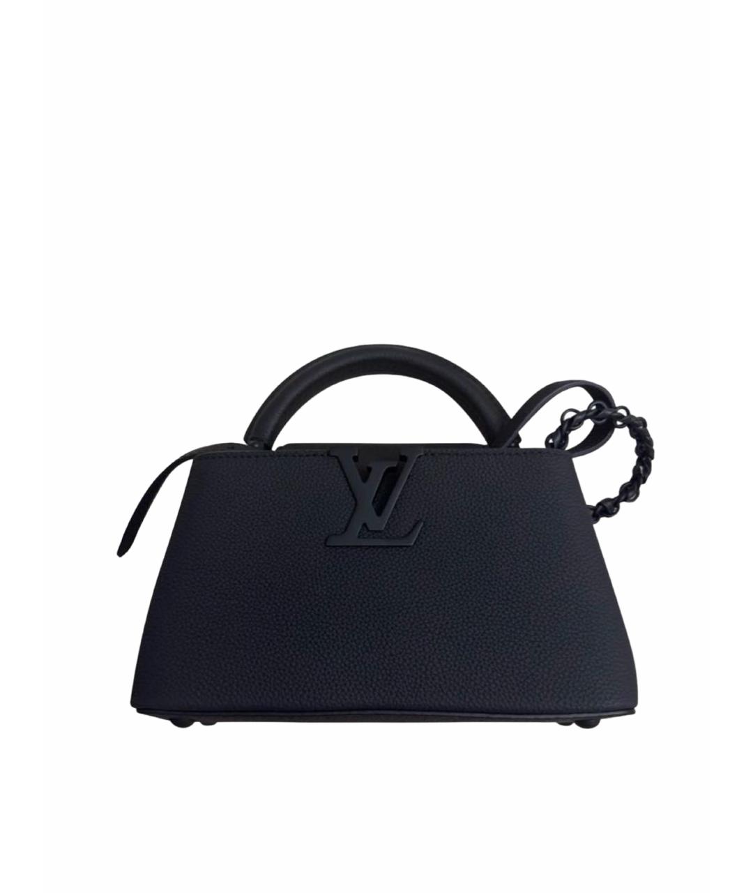 LOUIS VUITTON Черная кожаная сумка с короткими ручками, фото 1