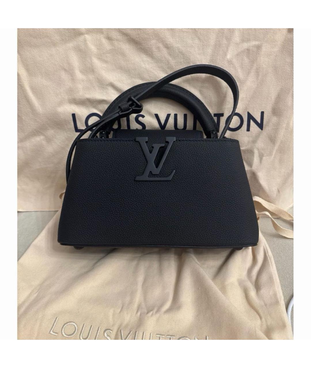 LOUIS VUITTON Черная кожаная сумка с короткими ручками, фото 5