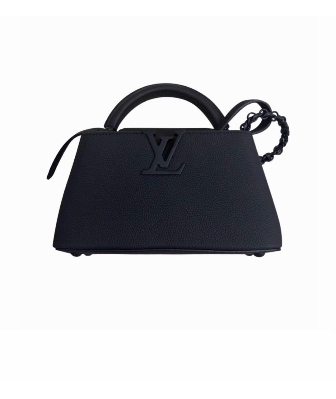 LOUIS VUITTON Черная кожаная сумка с короткими ручками, фото 6