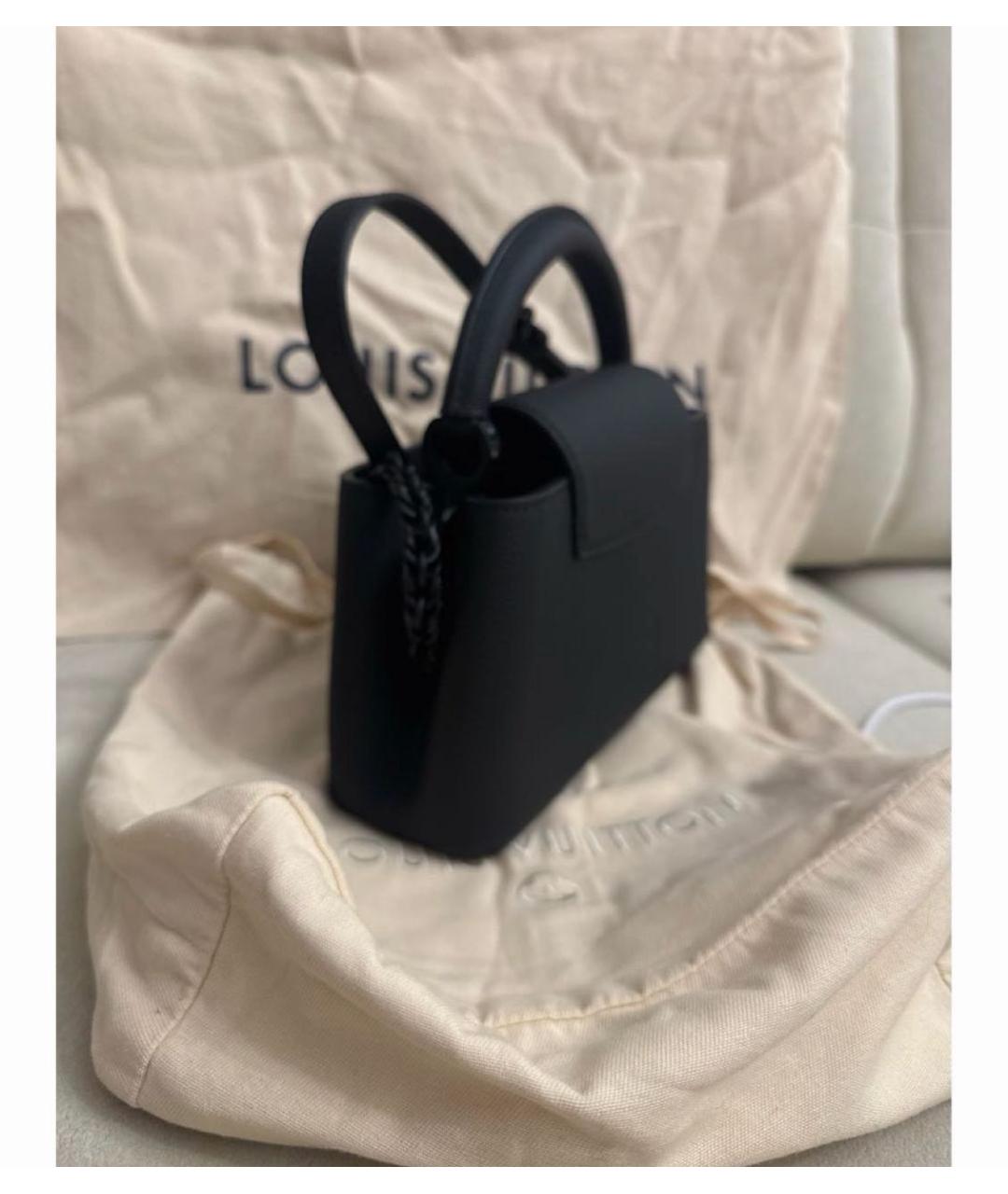 LOUIS VUITTON Черная кожаная сумка с короткими ручками, фото 3