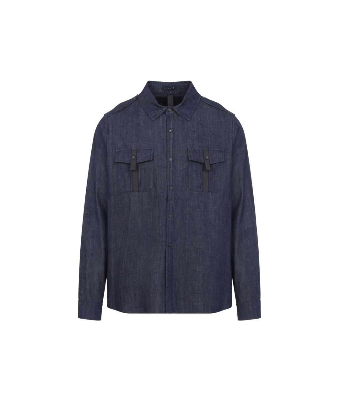 SEASE Синяя хлопковая кэжуал рубашка, фото 1
