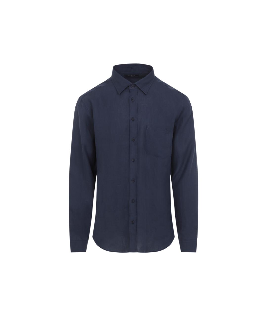 SEASE Темно-синяя льняная кэжуал рубашка, фото 1