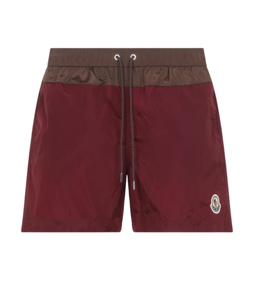 MONCLER Бордовые полиамидовые шорты, фото 1