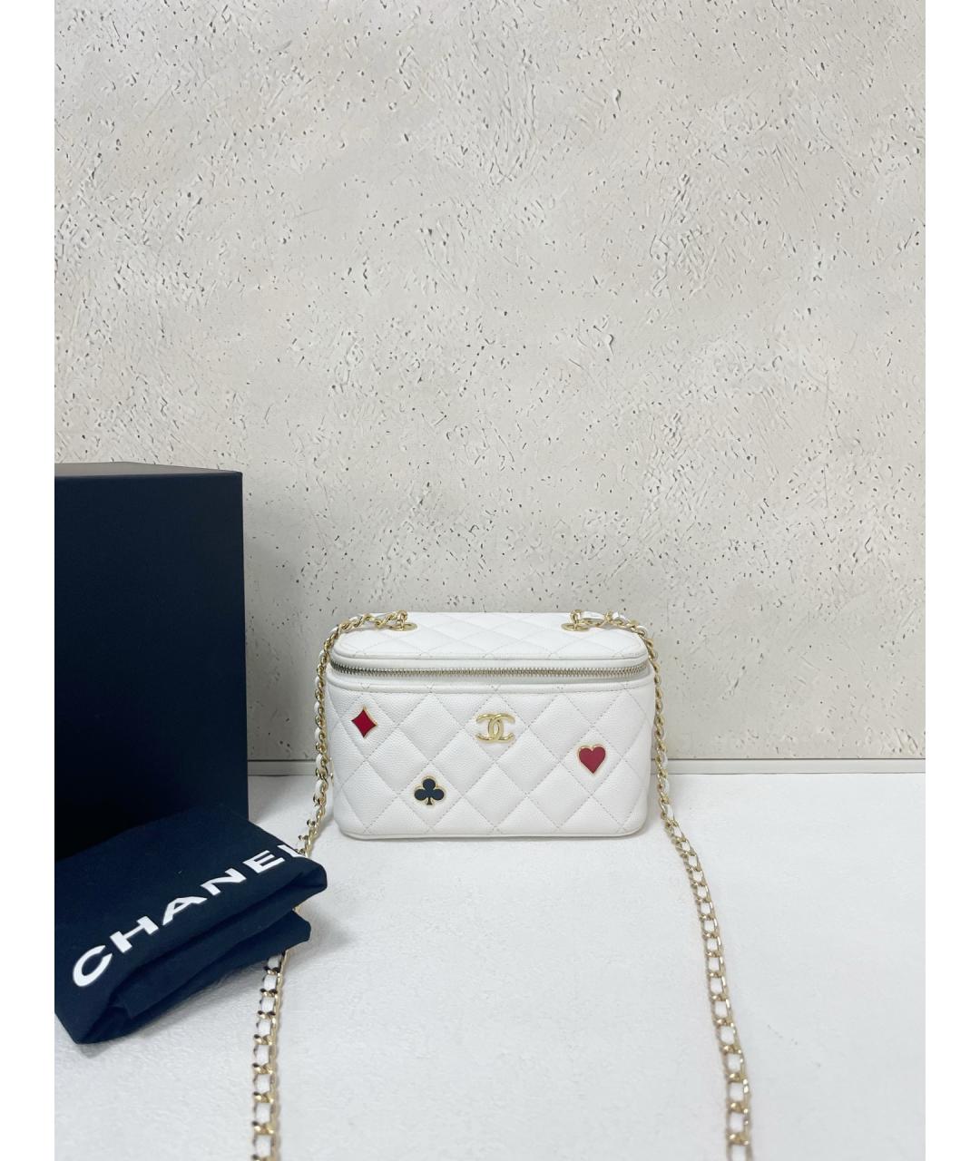 CHANEL Белая кожаная сумка через плечо, фото 5