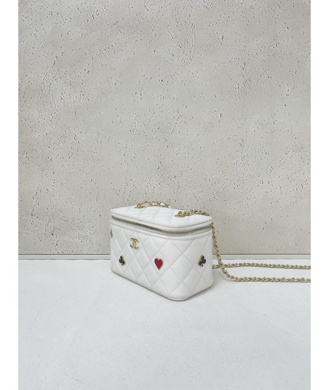 CHANEL Белая кожаная сумка через плечо, фото 4