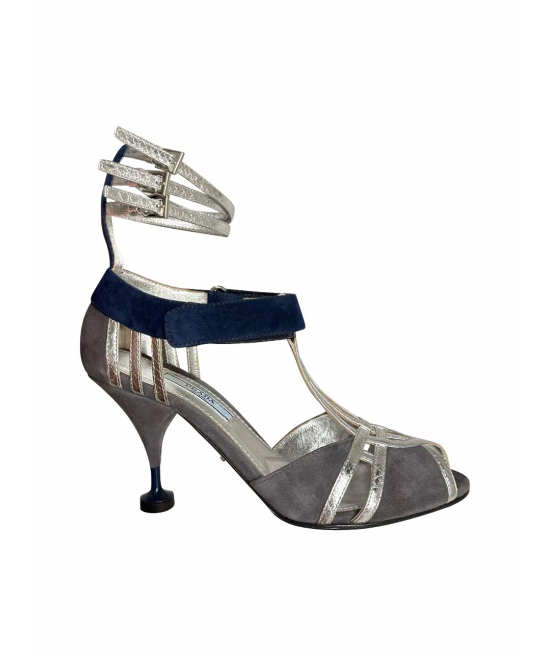 PRADA Серые замшевые босоножки, фото 1