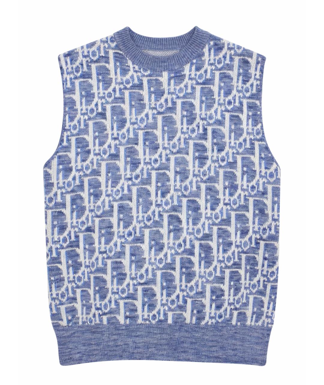 CHRISTIAN DIOR Синяя шерстяная жилетка, фото 1