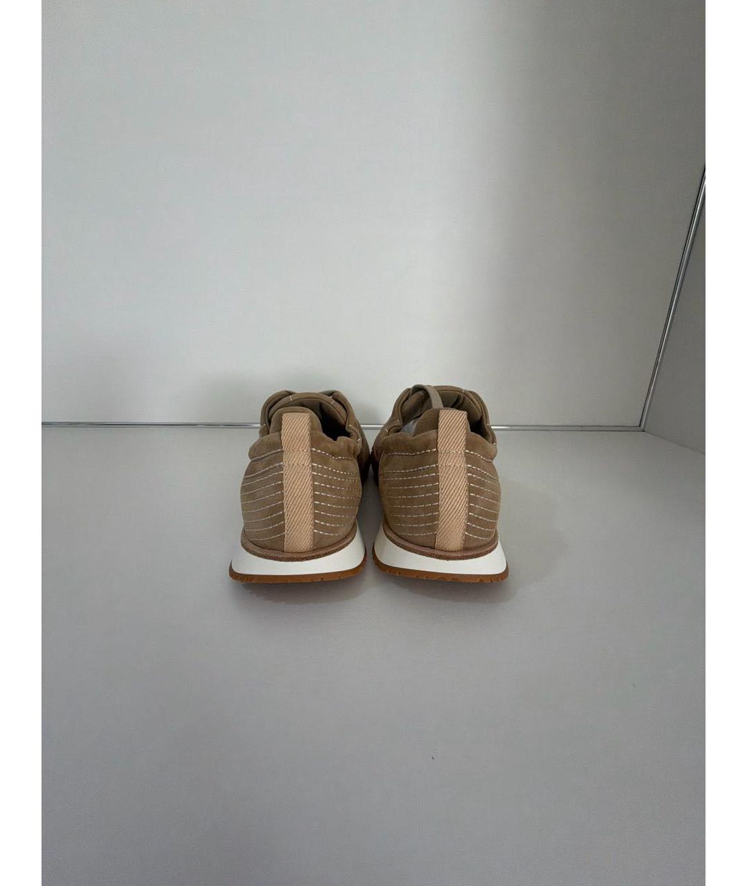 HERMES Бежевые замшевые кроссовки, фото 4
