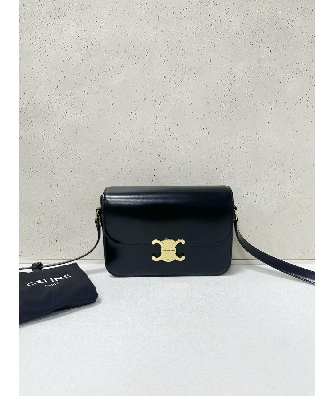 CELINE Черная кожаная сумка через плечо, фото 6