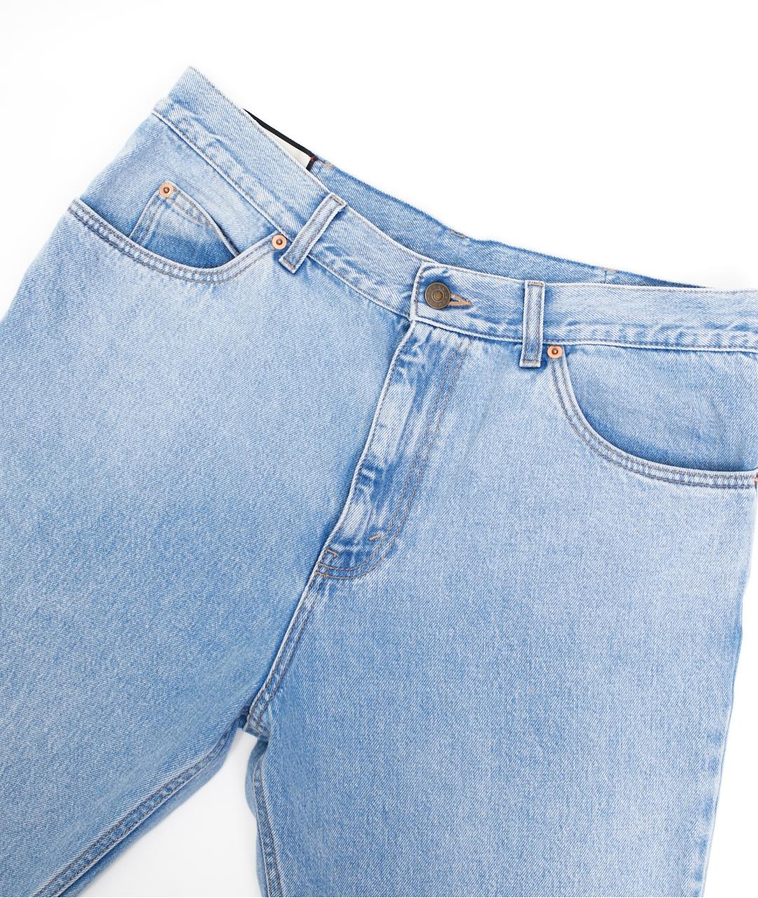 GUCCI Голубые хлопковые прямые джинсы, фото 2