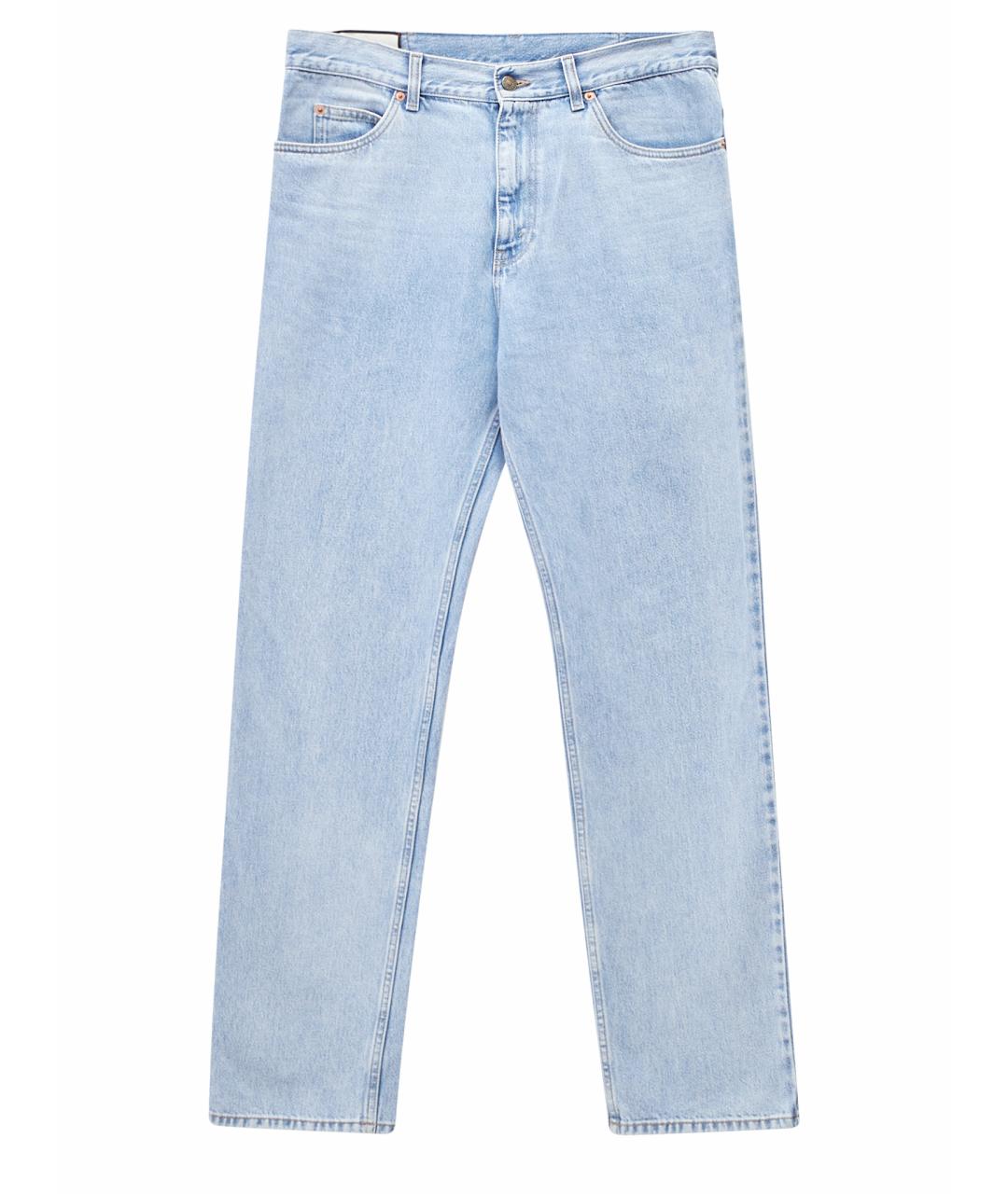 GUCCI Голубые хлопковые прямые джинсы, фото 1