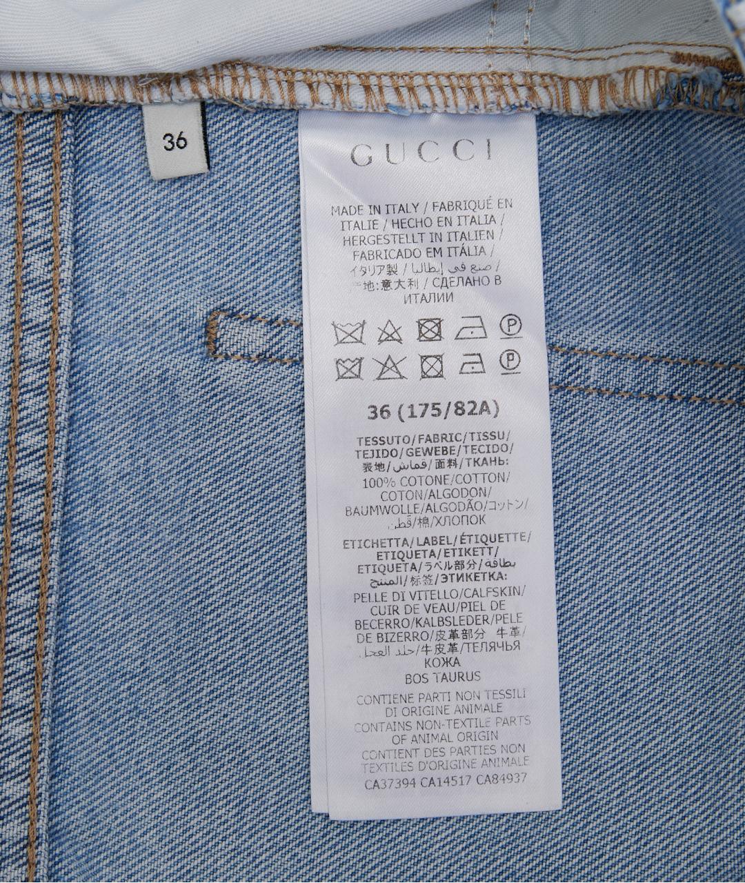 GUCCI Голубые хлопковые прямые джинсы, фото 5